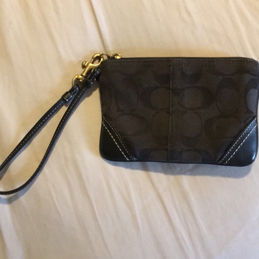 Coach wristlet black canvas